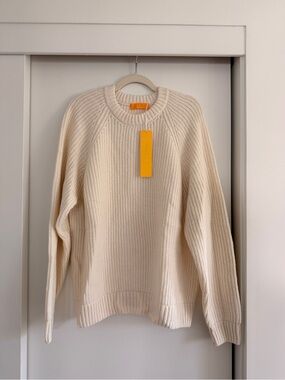 Yellow Label Co Cream Ribbed Crewneck Sweater M/L